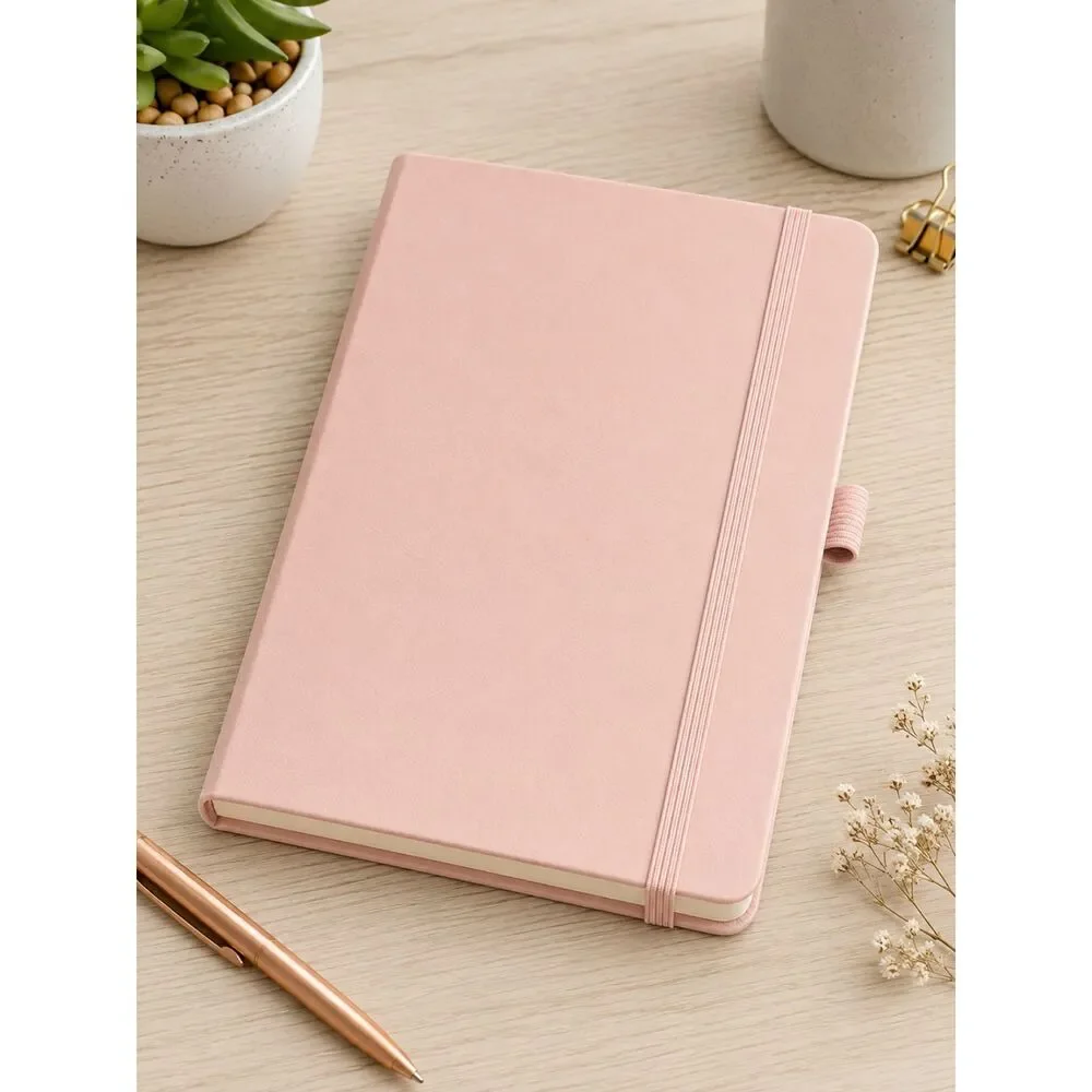New Blush Pink Faux Leather Journal Notebook Elastic Closure Pen Loop Sealed